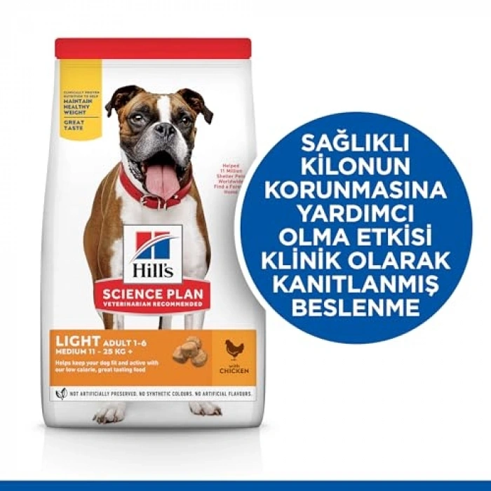 SCIENCE PLAN Light Yetişkin Orta Irk Tavuklu Köpek Maması 14