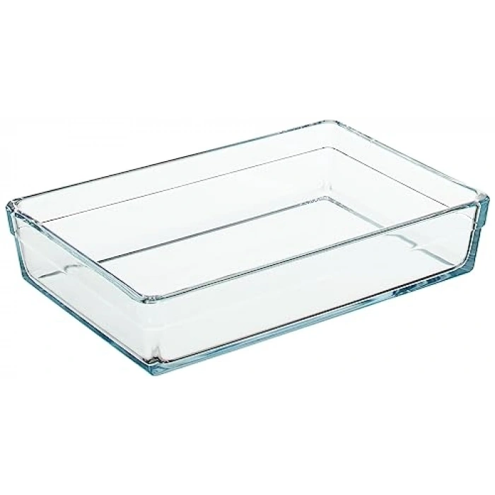 Şeffaf 20 cm x 29 cm Dikdörtgen Borcam Tepsi, 2.5 Litre Kapasiteli