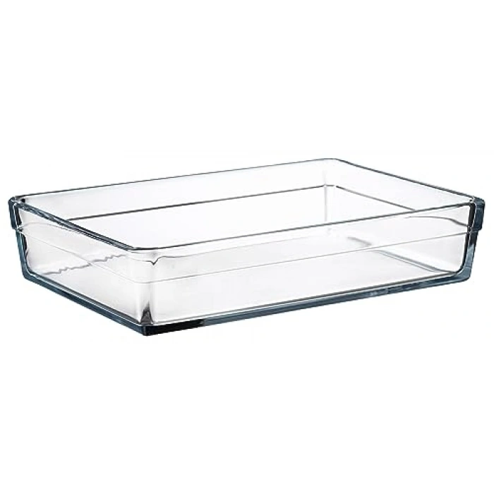 Şeffaf 20 cm x 29 cm Dikdörtgen Borcam Tepsi, 2.5 Litre Kapasiteli