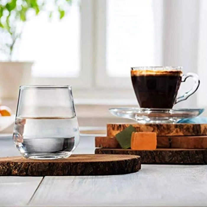 Şeffaf 6lı Kahve Yanı Su Bardağı Seti, Modern Tasarım