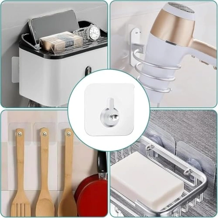 Şeffaf banyo mutfak askı aparatı, 8 adet