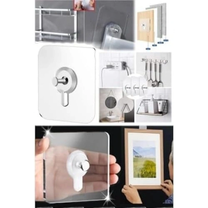 Şeffaf banyo mutfak askı aparatı, 8 adet