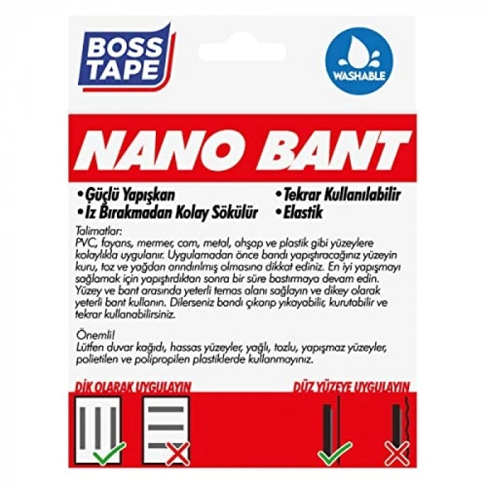 Şeffaf Çift Taraflı Nano Bant, 19 mm x 3 m Boyut