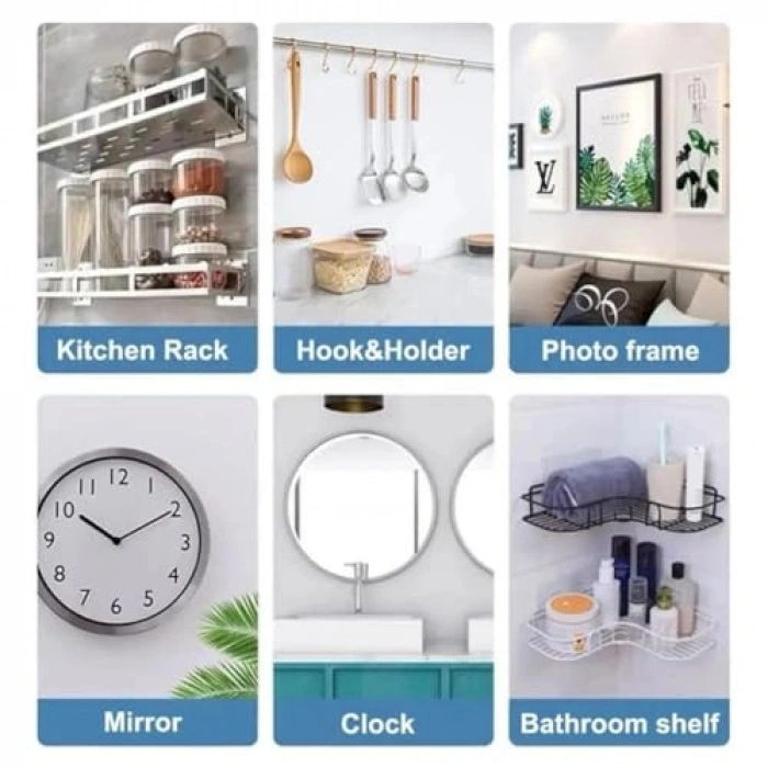 Şeffaf Duvara Monte Vida Kancaları - İz Bırakmayan Asma Çivi Seti (4 Adet)