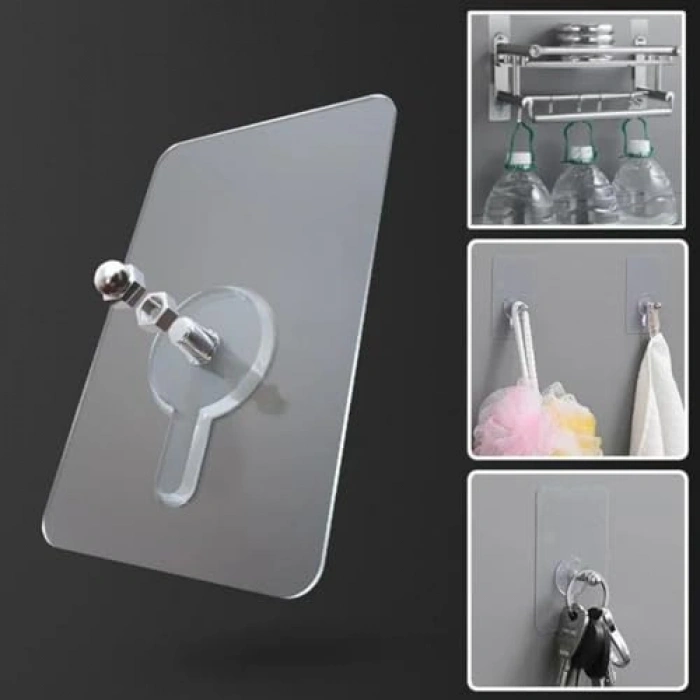 Şeffaf Duvara Monte Vida Kancaları - İz Bırakmayan Asma Çivi Seti (4 Adet)