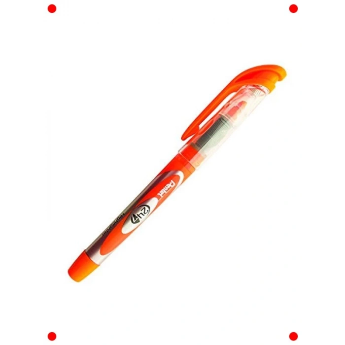 Şeffaf Gövdeli Turuncu Likit Fosforlu Kalem