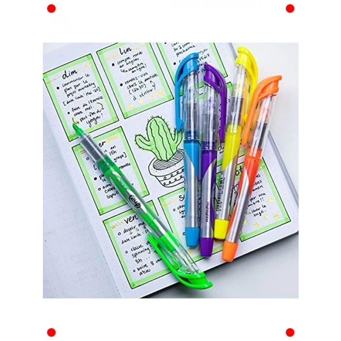 Şeffaf Gövdeli Turuncu Likit Fosforlu Kalem