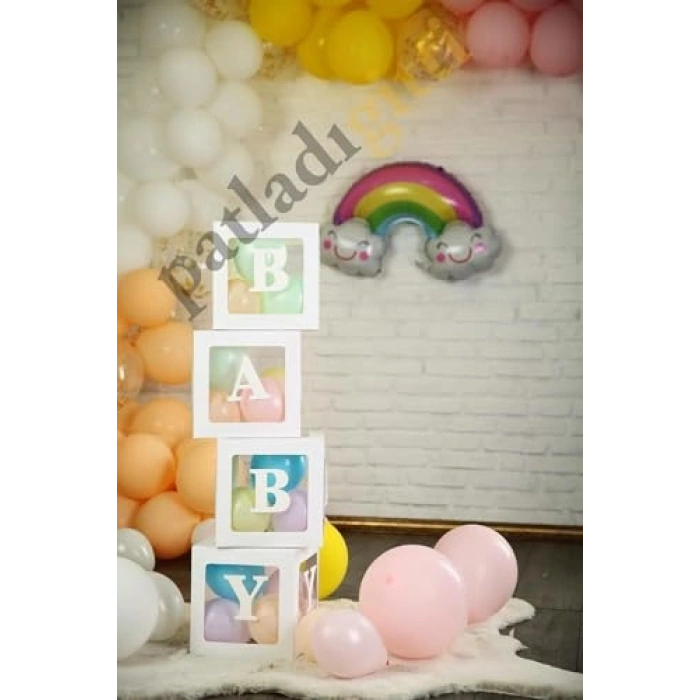 Şeffaf Kutu ve Balon Seti, 33 Parça Doğum Günü Teması