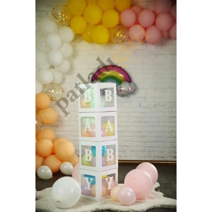 Şeffaf Kutu ve Balon Seti, 33 Parça Doğum Günü Teması