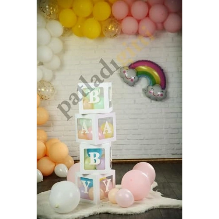 Şeffaf Kutu ve Balon Seti, 33 Parça Doğum Günü Teması