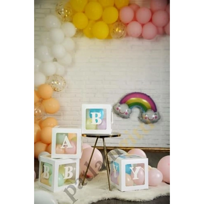 Şeffaf Kutu ve Balon Seti, 33 Parça Doğum Günü Teması