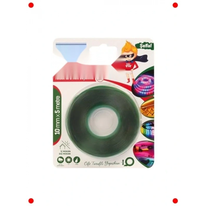 Şeffaf LED Montaj Bandı 10mm x 5mt