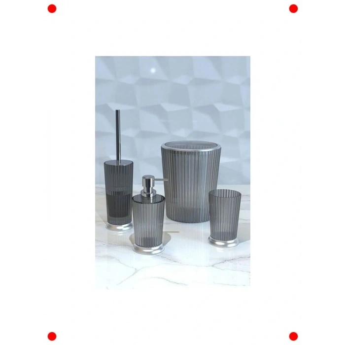 Şeffaf Mat Gümüş 4 Parça Banyo Seti - Modern