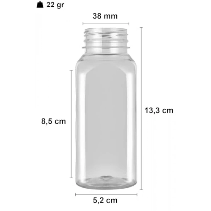 Şeffaf Plastik Smoothie Şişesi, 250 ml Kapasite ile Pratik Kullanım