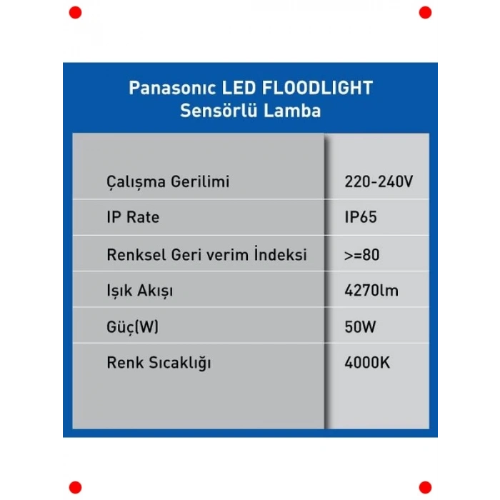 Sensörlü 50W LED Projektör 4000K Sarı Işık