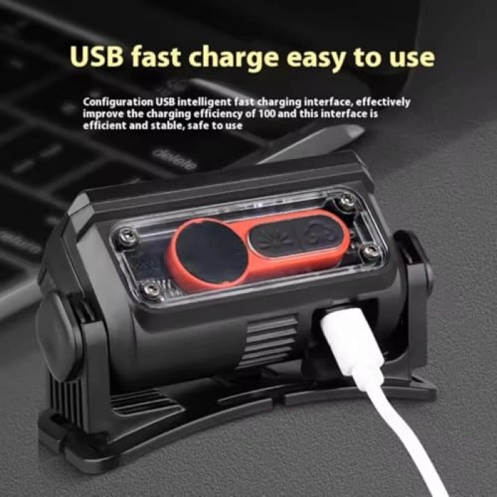 Sensörlü LED Kafa Lambası - 300 Lümen, USB Şarj Edilebilir ve Su Geçirmez