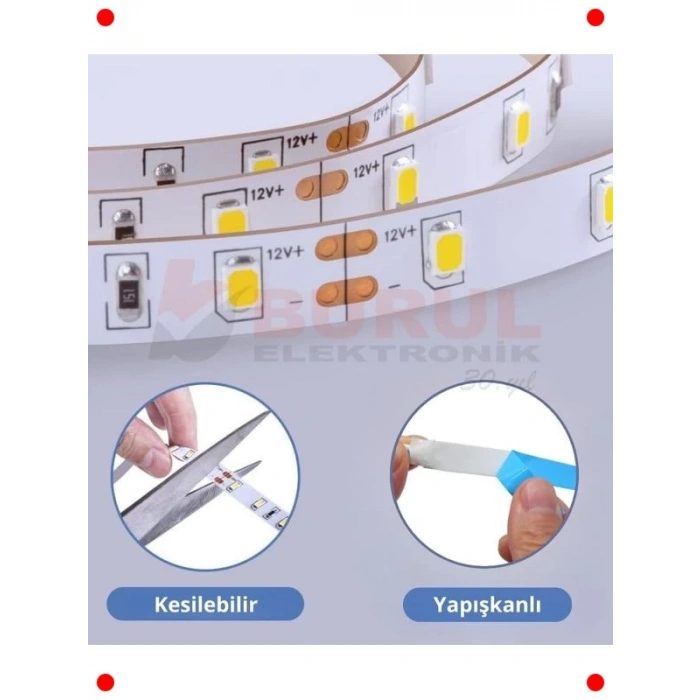 Şerit Led Aydınlatma Seti 5 Metre - Gün Işığı Adaptörlü