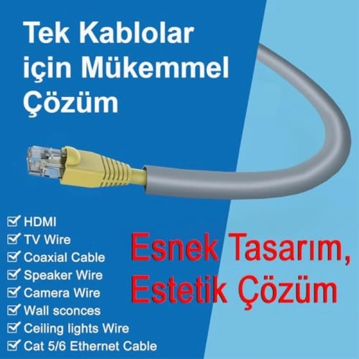 Şeritli Gri Esnek Kablo Kanalı, Kullanım Kolaylığı