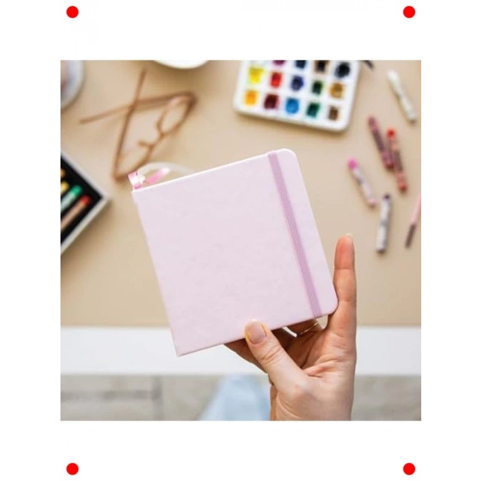 Sert Kapaklı Eskiz Defteri - 12x12 cm Pembe