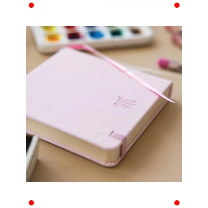 Sert Kapaklı Eskiz Defteri - 12x12 cm Pembe