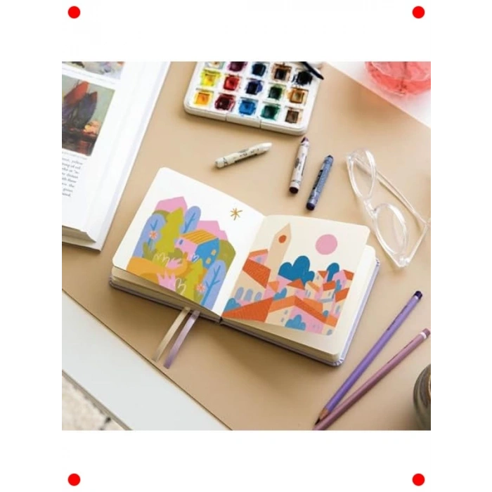 Sert Kapaklı Eskiz Defteri - 12x12 cm Pembe