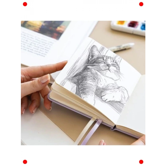 Sert Kapaklı Eskiz Defteri - 12x12 cm Pembe