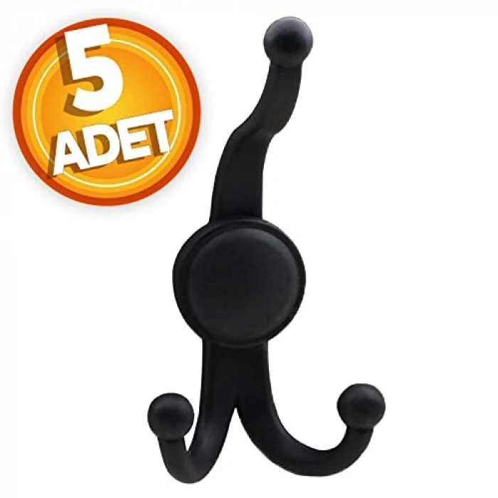 Sert Plastik Siyah Askılık, 5 ADET Portmanto Elbise Askısı