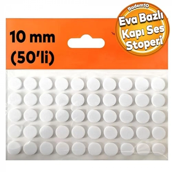 Ses Kapı Stoperi, Yapışkanlı 10 mm 50li Paket