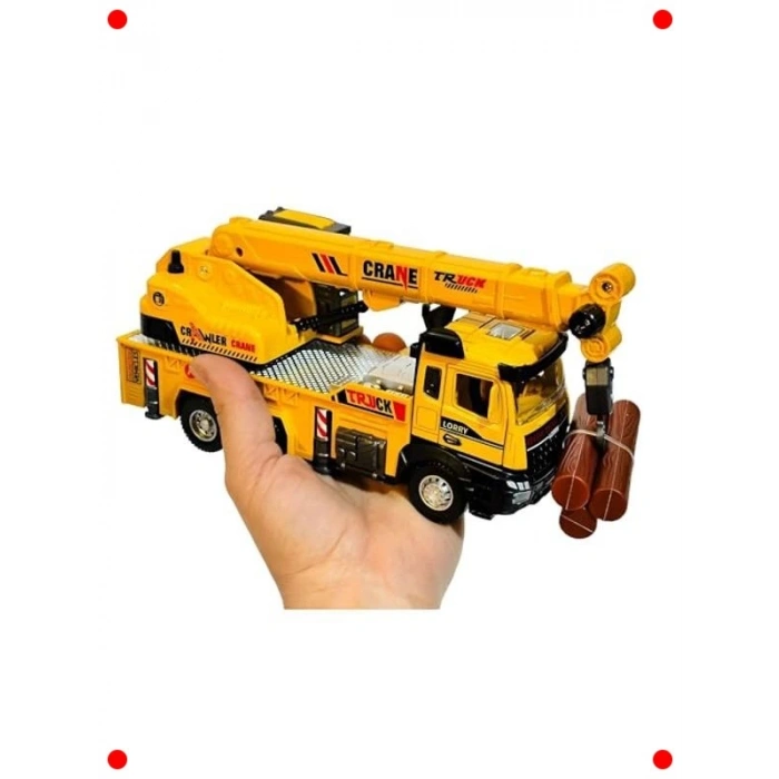 Sesli Işıklı Metal Çek Bırak Vinç Modeli 1:28 Ölçek