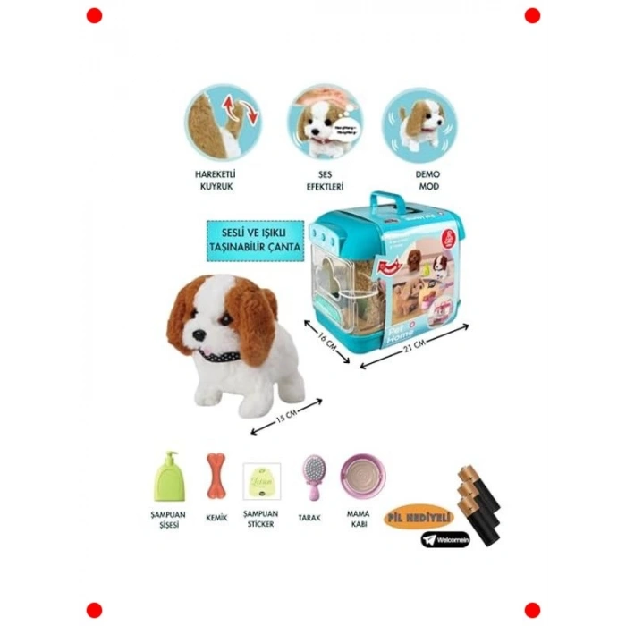 Sesli Işıklı Yürüyen Köpek ve Taşıma Çantalı Set