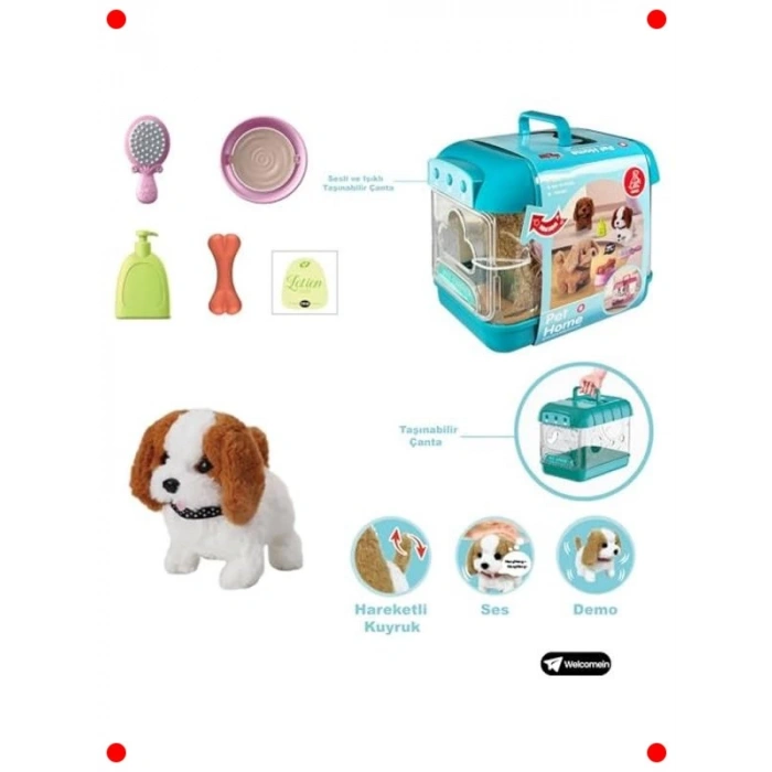 Sesli Işıklı Yürüyen Köpek ve Taşıma Çantalı Set