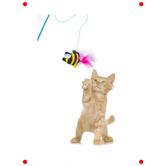 Sesli Peluş Hayvan Figürlü Kedi Oyun Oltası