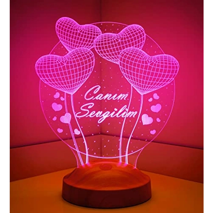 Sevgililer Günü Hediyesi 3D Kalp Küre Led Lamba