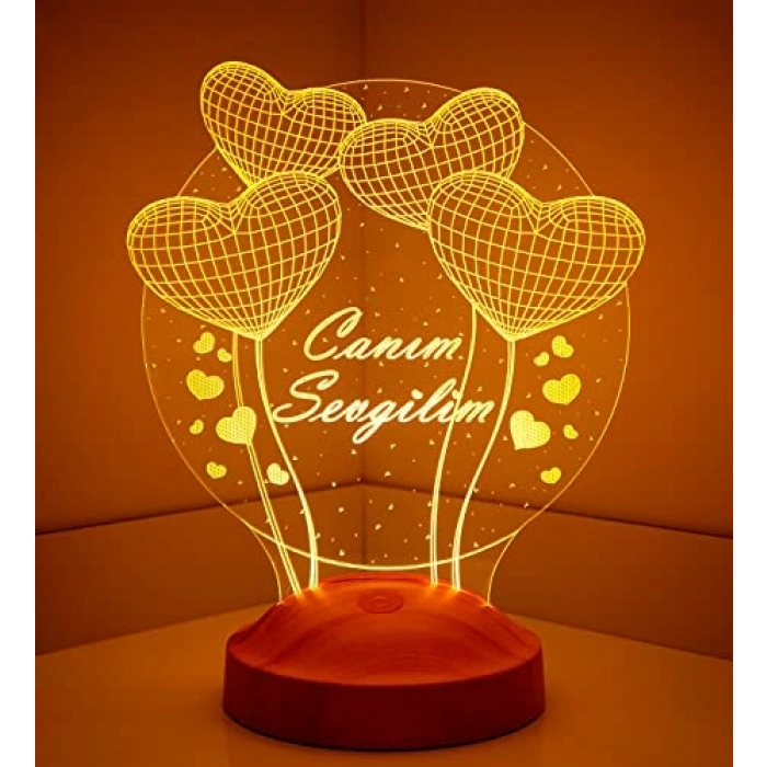 Sevgililer Günü Hediyesi 3D Kalp Küre Led Lamba