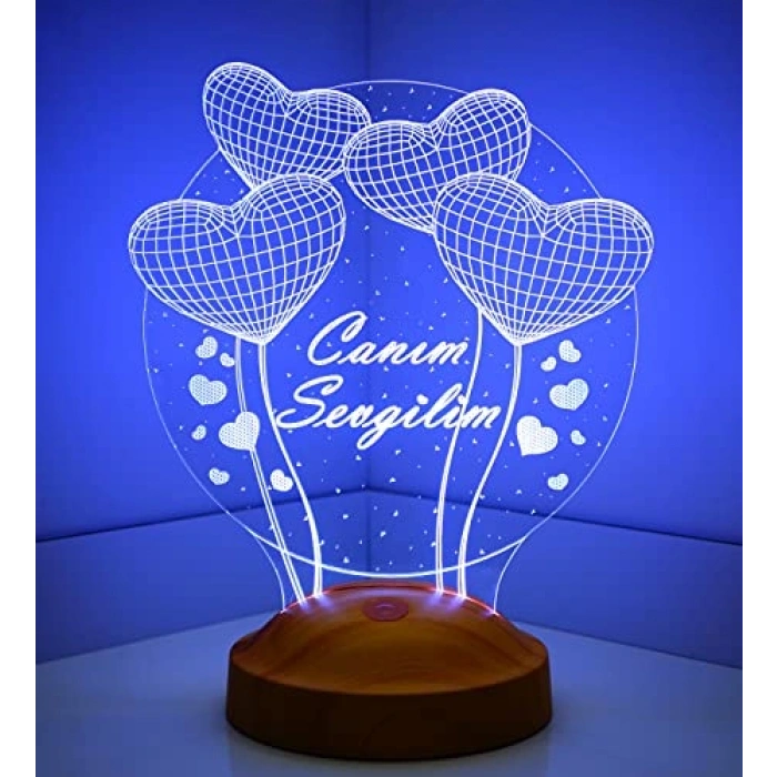 Sevgililer Günü Hediyesi 3D Kalp Küre Led Lamba