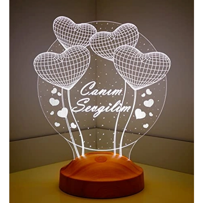 Sevgililer Günü Hediyesi 3D Kalp Küre Led Lamba