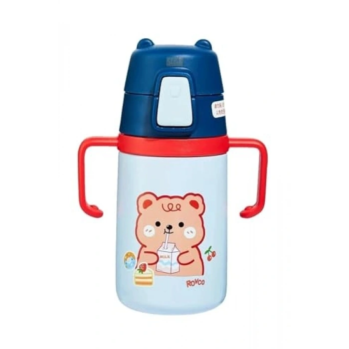 Sevimli ayıcık desenli paslanmaz çelik termos, 400ml kapasiteli