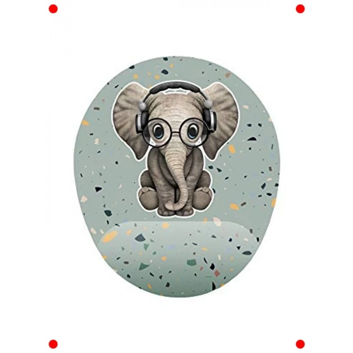 Sevimli Fil Temalı Bilek Destekli Ergonomik Mouse Pad