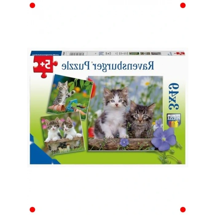 Sevimli Kaplan Yavruları - 3 x 49 Parça Yapboz Seti