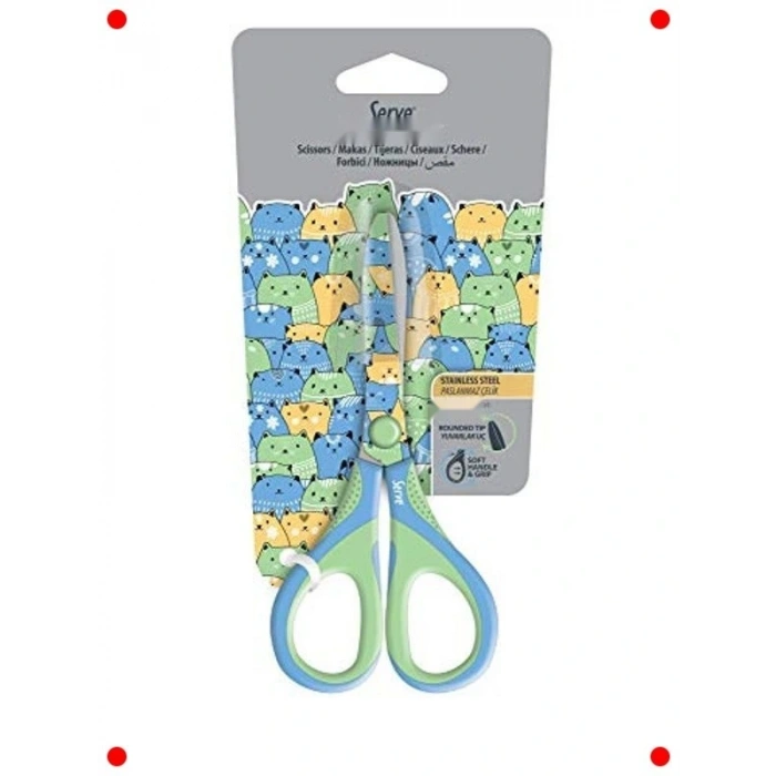 Sevimli Kedi Desenli Pastel Ofis Makası