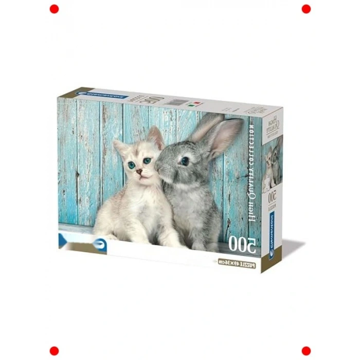 Sevimli Kedi ve Tavşan Manzarası - 500 Parça Yapboz