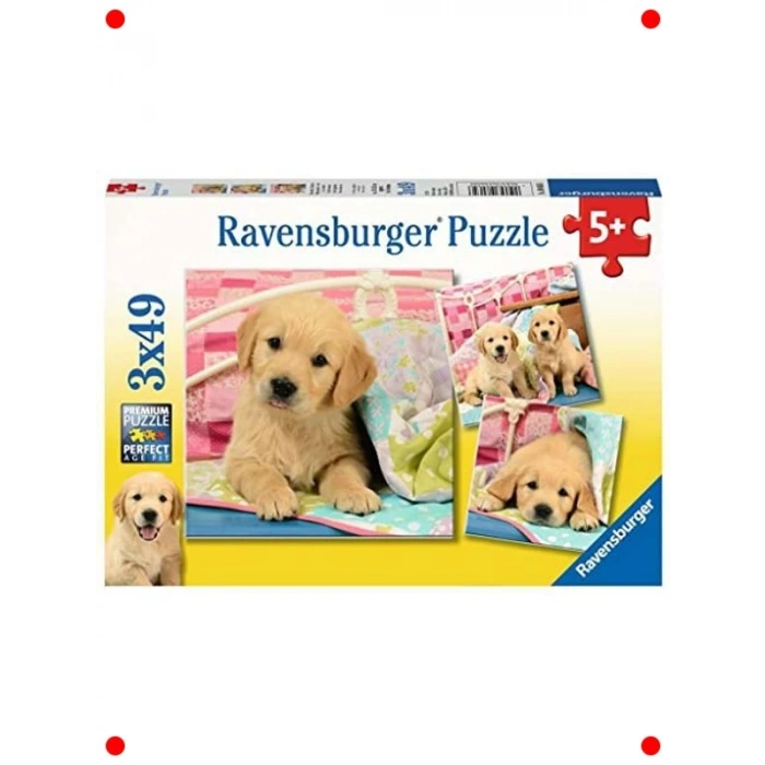 Sevimli Köpek Yavruları Yapbozu 3x49 Parça (3+)