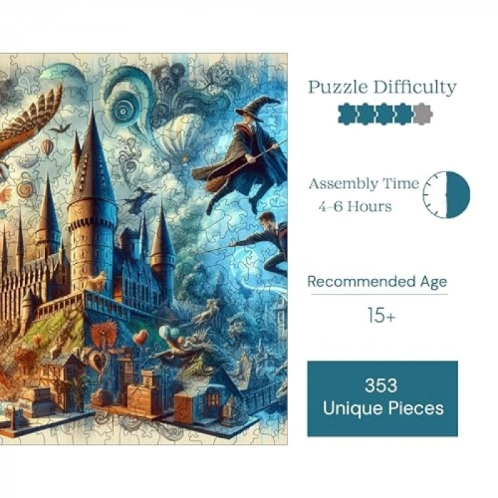 Sihirbazlık Temalı Ahşap Puzzle - 353 Parça Eğlence