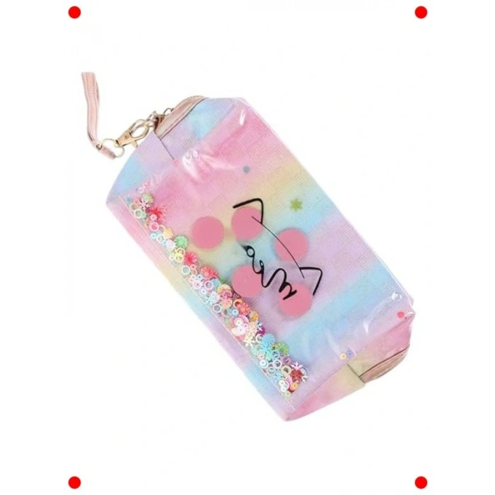 Şık Çizgili Seyahat Makyaj Çantası Organizörü