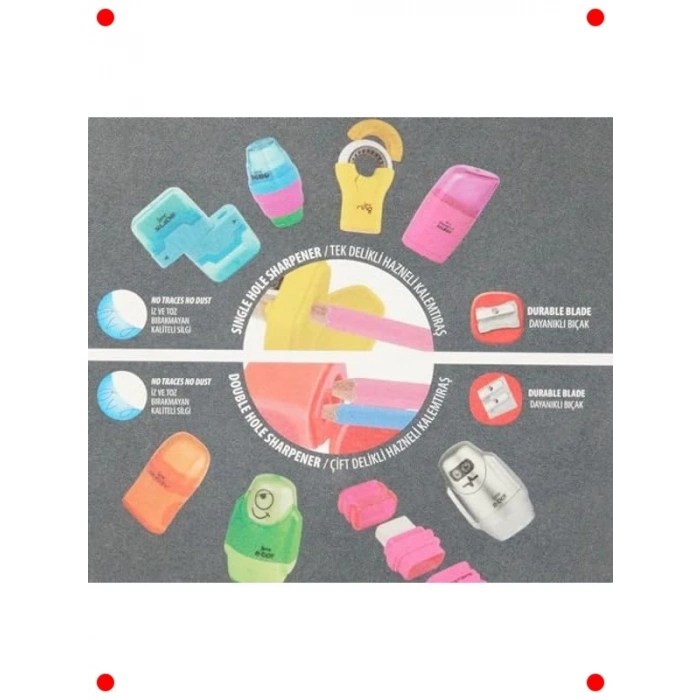 Silgili Kalemtıraş Seti - Canlı Renkler
