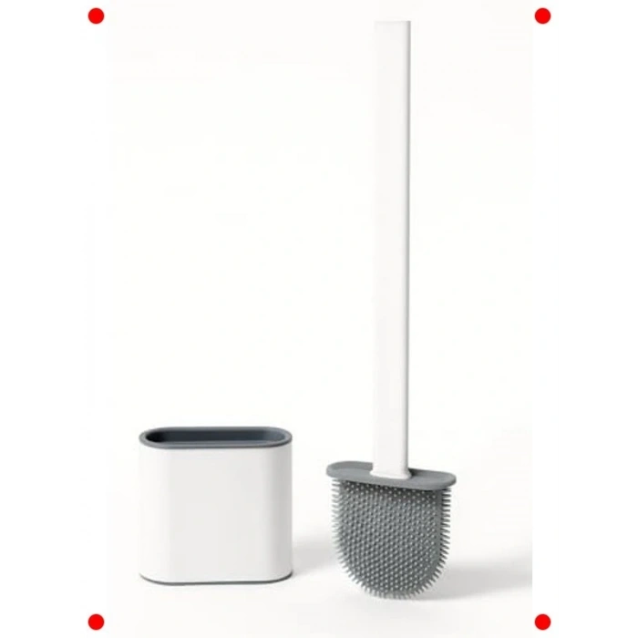 Silikon Duvar Tipi Tuvalet Fırçası Seti