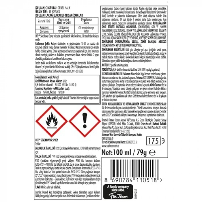 Sinekkovar Sprey 100 ml Dış Mekan Koruma