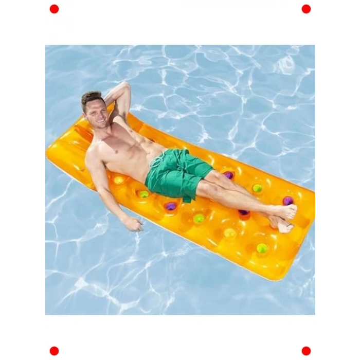 Şişme Havuz Yatağı - Dik Yastıklı & Bardaklı (188x71 cm)