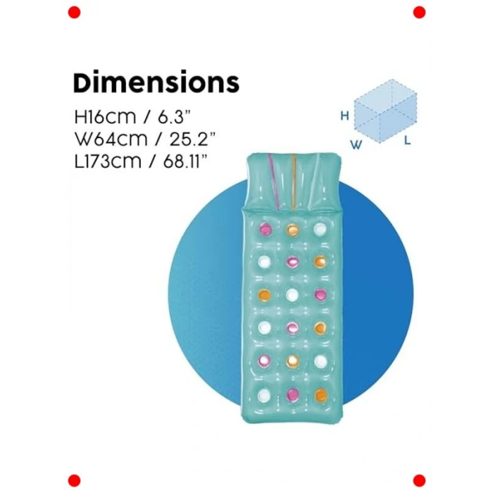 Şişme Havuz Yatağı - Dik Yastıklı & Bardaklı (188x71 cm)