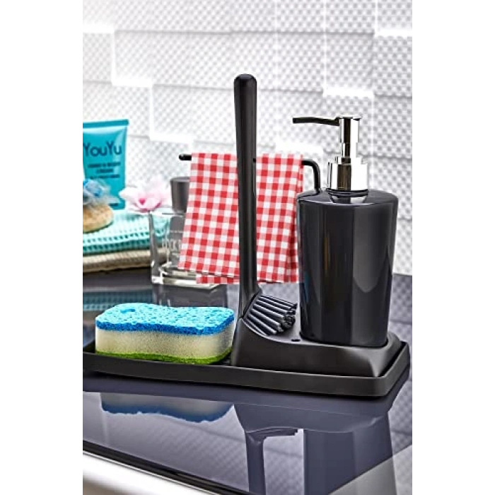 Sıvı Sabunluk ve Süngerlik Seti, Silikon Fırçalı